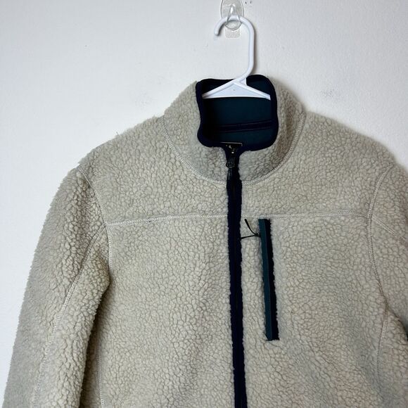 Eddie Bauer Jacket Men’s Small Ivory Chilali Faux Sherpa Outdoor Gorpcore Cabin - Picture 2 of 13